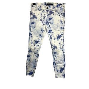 J BRAND Women's Skinny Crop Demented Blue Floret Print Distressed Jeans Size 29
